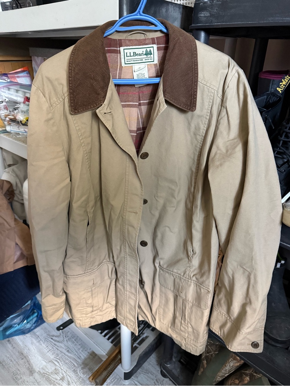 L.L. Bean Woman’s XL Tan Barn Jacket with Brown Corduroy Collar